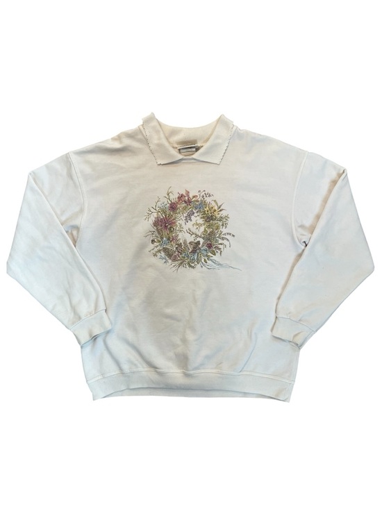 Northern Reflections Tops - Vintage Northern Reflections Peter Pan Collar Wreath Graphic Boxy Oversized Top